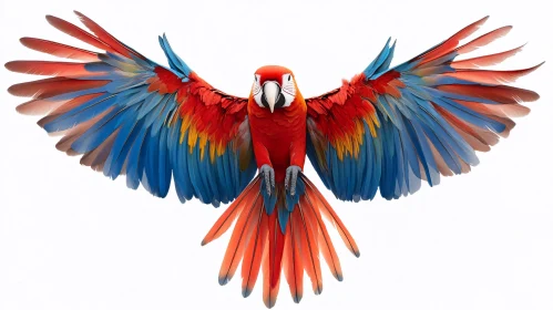 Majestic Scarlet Macaw Displaying Its Colors