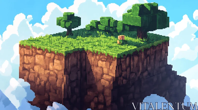 Surreal Floating Island Pixel Art AI Image