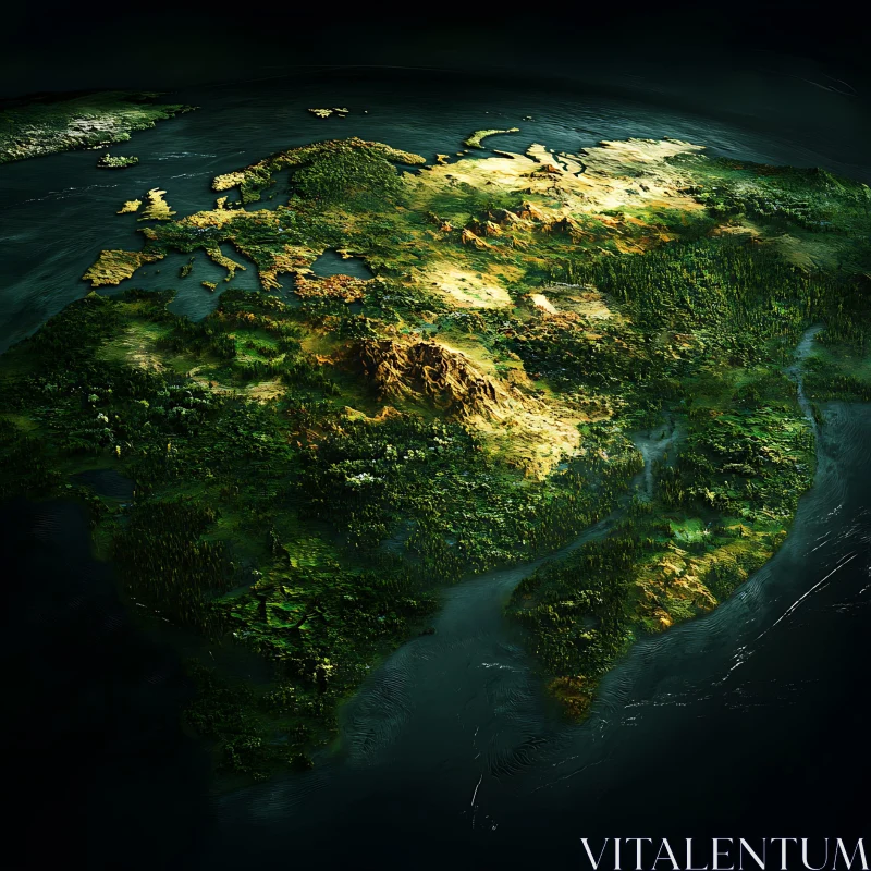 Photorealistic Earth Terrain Map AI Image