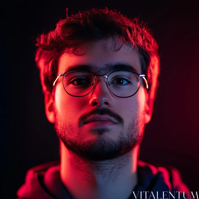 Portrait of a Man with Atmospheric Lighting AI Image