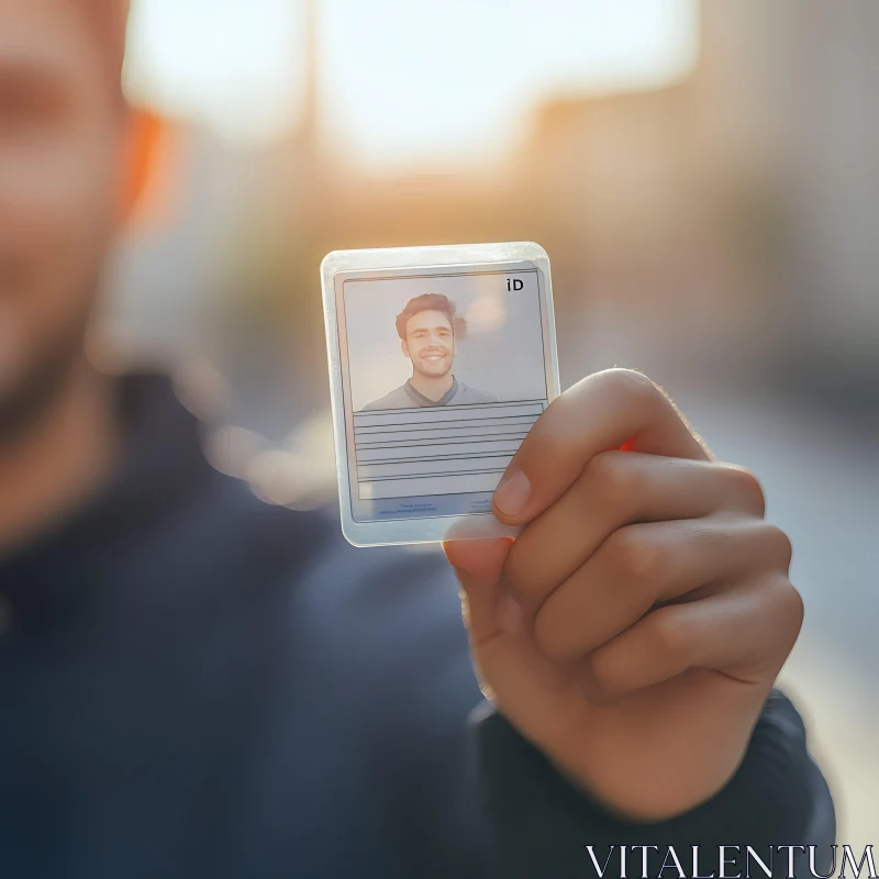 Hand Holding ID Card with Blurred Background AI Image