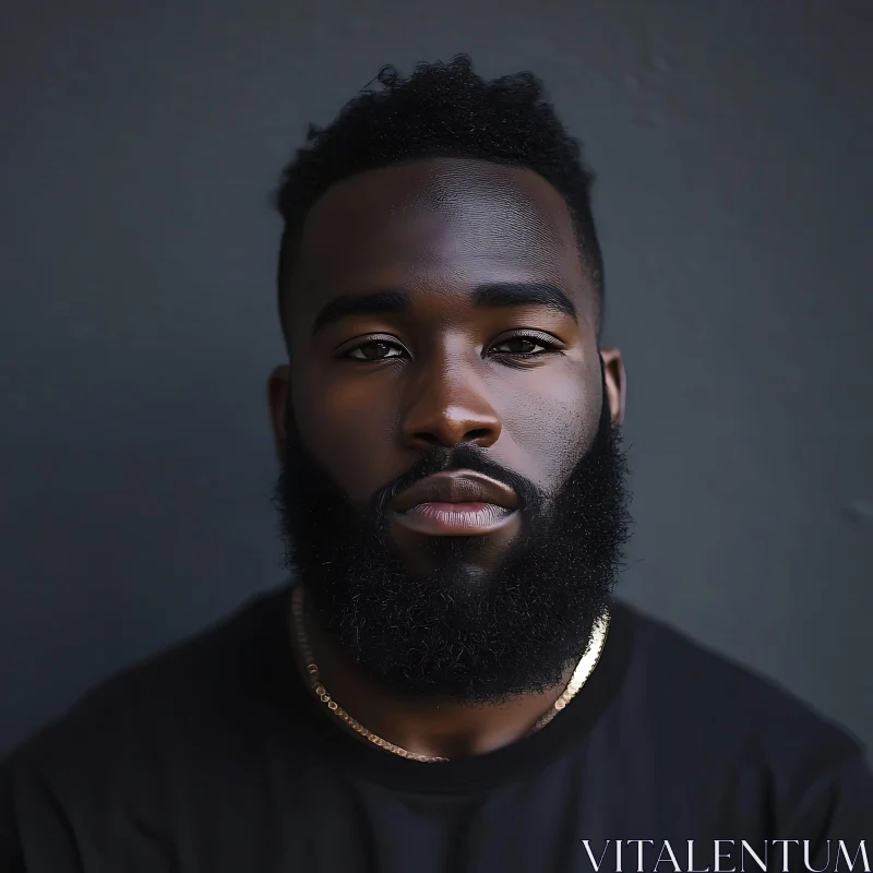 Modern Male Portrait with Beard and Gold Chain AI Image