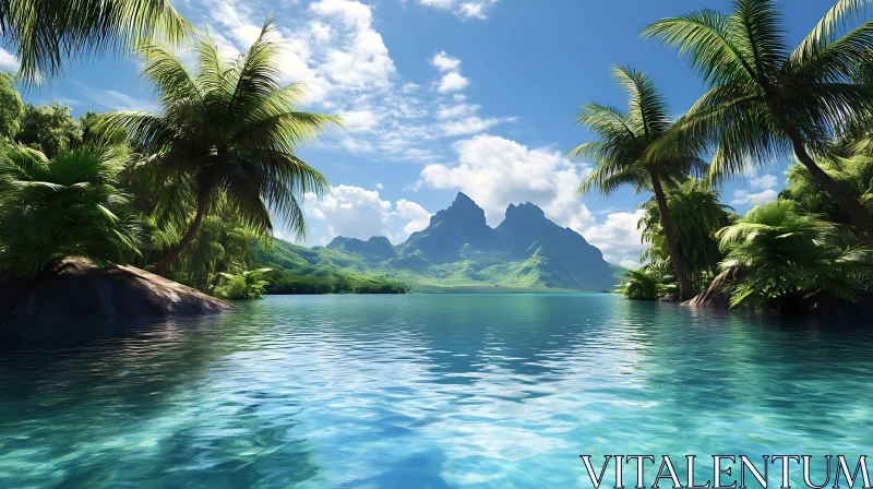 Tropical Paradise with Turquoise Waters AI Image