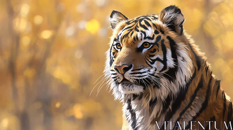 Tiger in Golden Autumn Background AI Image