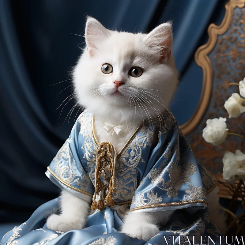 Luxurious Cat Portrait AI Image