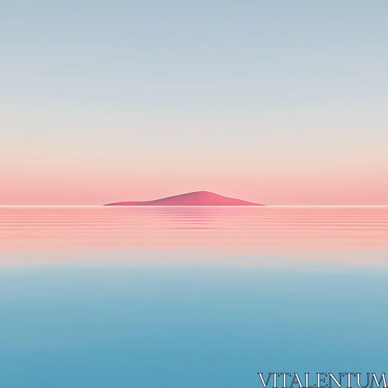 Peaceful Island Reflection at Sunset AI Image