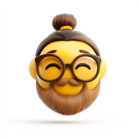 Happy Man Emoji with Beard and Glasses