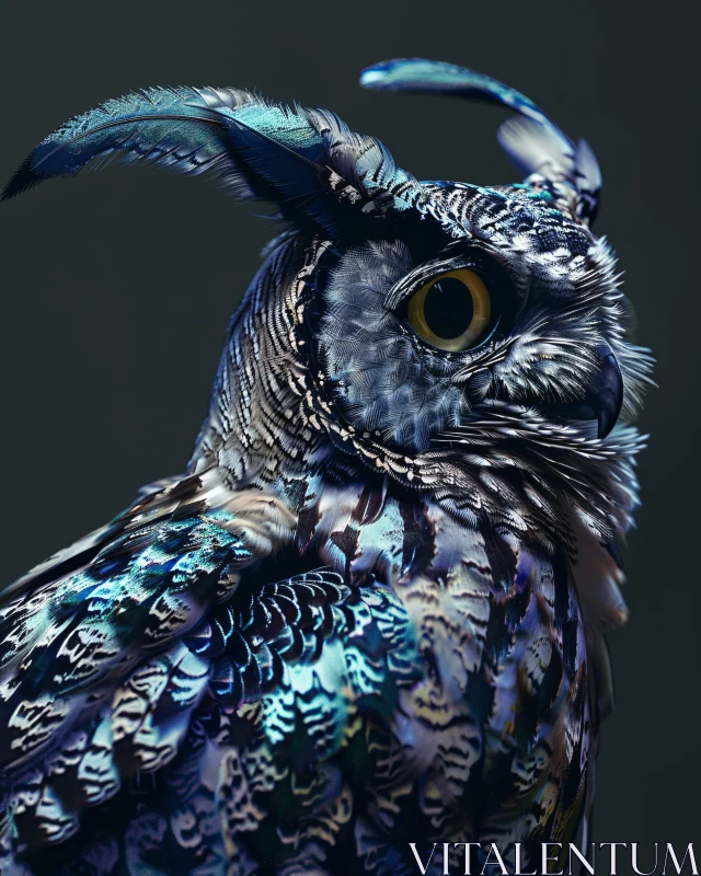 Intricate Feather Patterns of an Owl AI Image