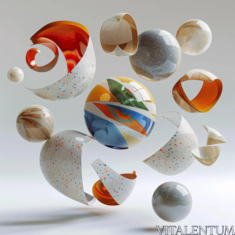 AI ART Colorful Spheres in Suspension