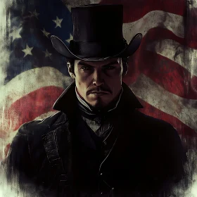 Stern Gentleman with American Flag Background