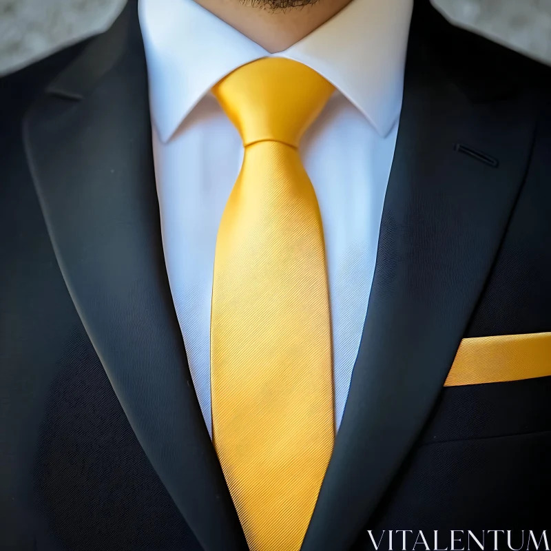 Elegant Formalwear in Black and Yellow AI Image