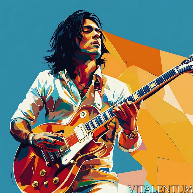 Colorful Guitarist Abstract Painting AI Image