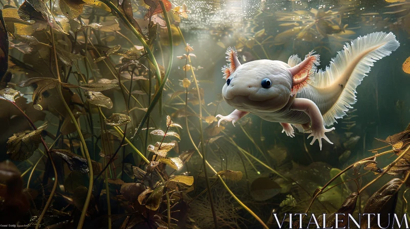 AI ART Axolotl Gliding in Lush Aquatic Surroundings