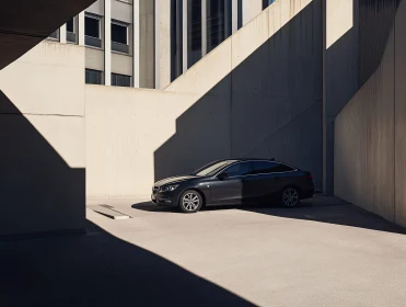 Sleek Car in Concrete Shadows