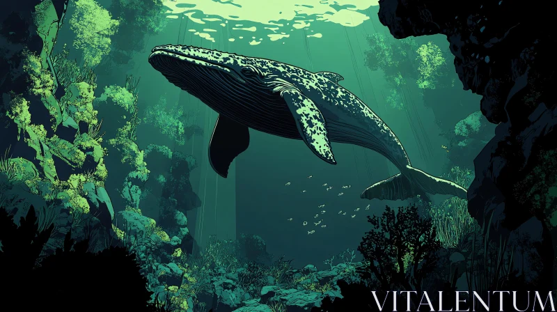 Graceful Whale in Oceanic Habitat AI Image