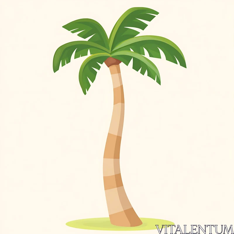 Tropical Palm Tree Cartoon Image AI Image