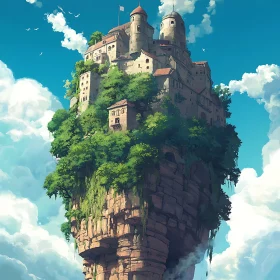 Fantasy Castle Atop Sky-High Rock Formation