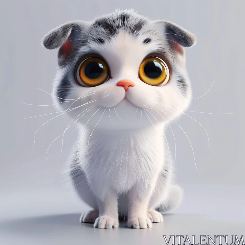 AI ART Cute Kitten Illustration with Whiskers