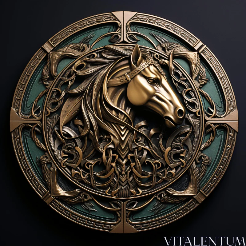 AI ART Celtic Horse Art Medallion