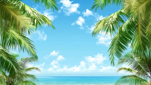 Beautiful Tropical Beach View with Palm Trees