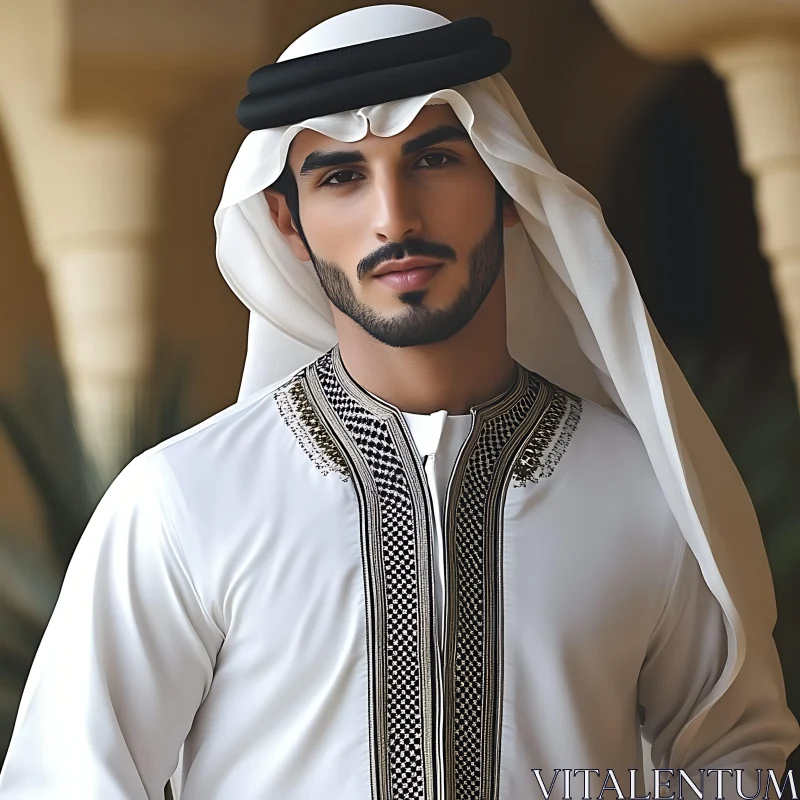 Traditional Middle Eastern Man Portrait AI Image