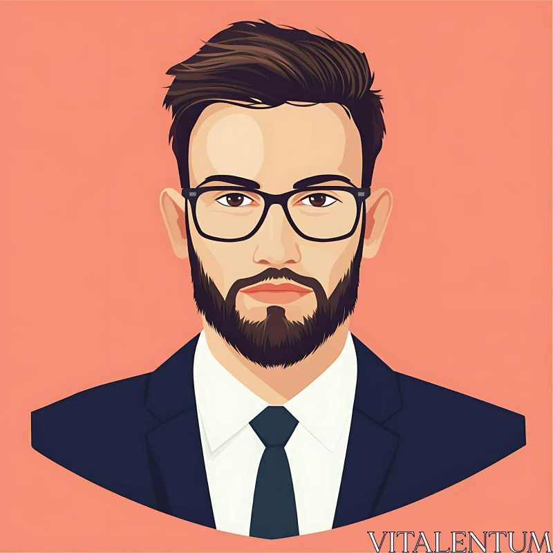 Man with Glasses and Beard in Suit AI Image