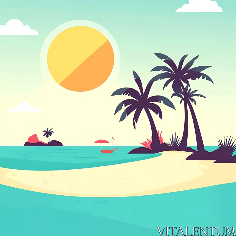 Tranquil Tropical Beach Scene AI Image