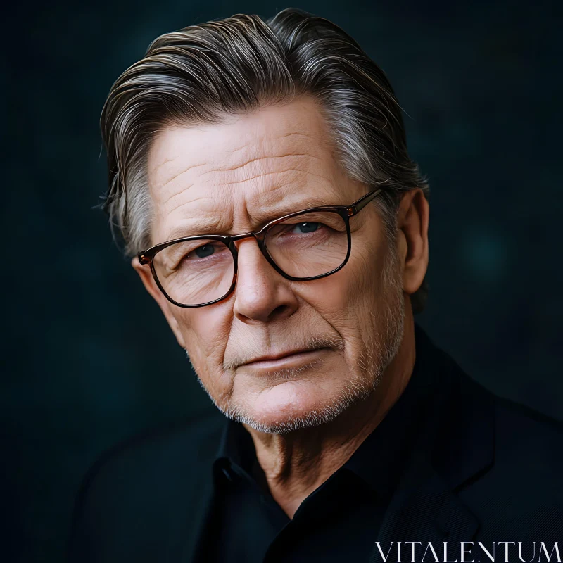 Serious Elderly Man with Glasses AI Image