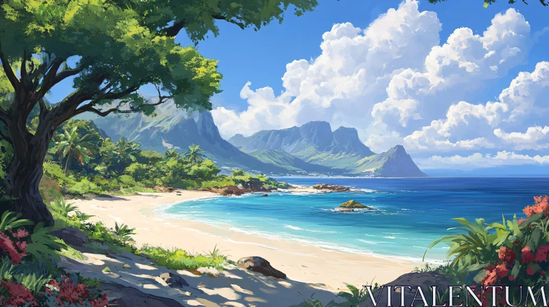 AI ART Scenic Tropical Beach Landscape