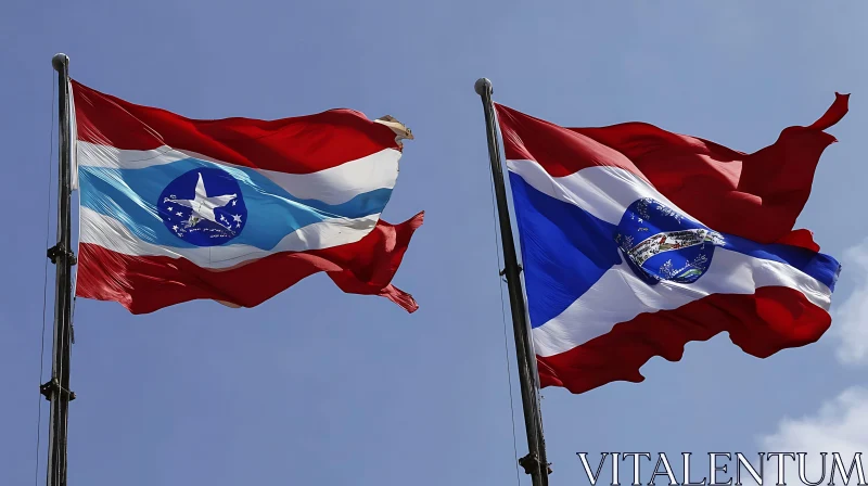 Patriotic Flags Waving in the Wind AI Image