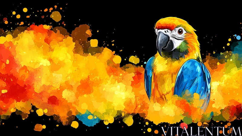 AI ART Vivid Parrot Painting with Abstract Background