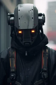 Futuristic Cyborg with Industrial Helmet