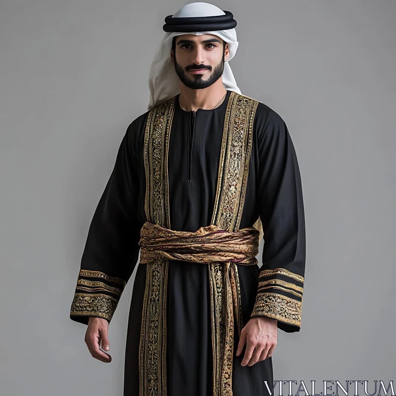 Man in Traditional Middle Eastern Clothing AI Image