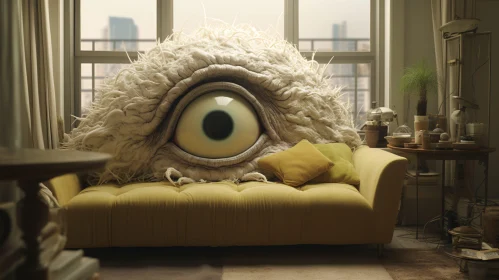 Giant Eye Mound in Cozy Room