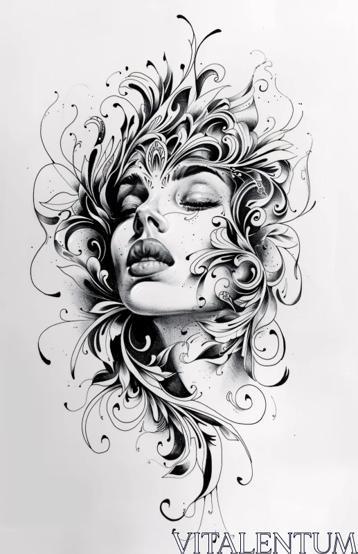 AI ART Ornate Abstract Woman's Face Art