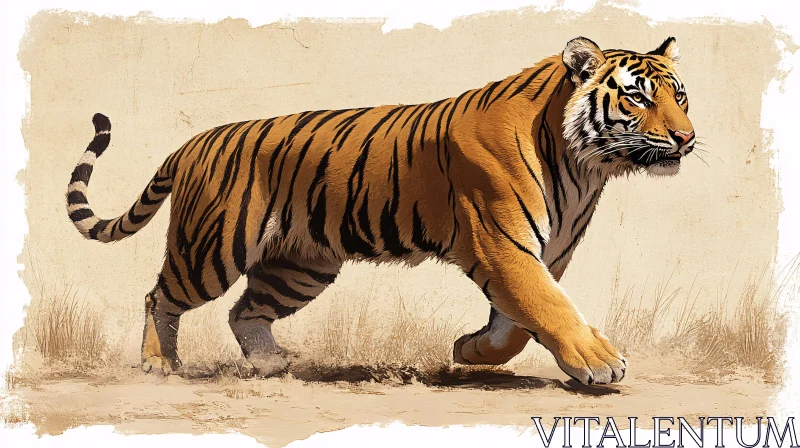 Tiger in Motion AI Image