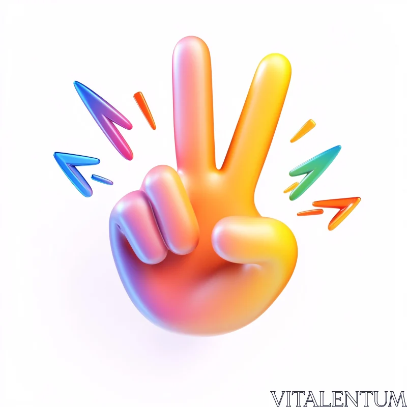 Vibrant Peace Gesture in 3D AI Image