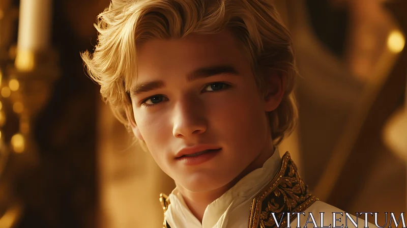 Regal Portrait of a Blonde Young Aristocrat AI Image