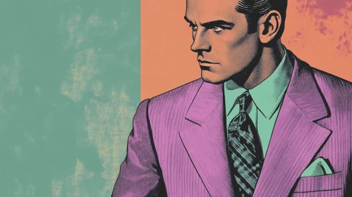 Colorful Graphic Man in Retro Suit