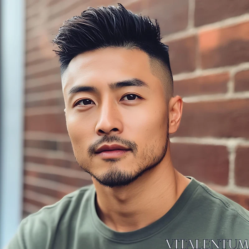 Man with Styled Hair and Beard Portrait AI Image