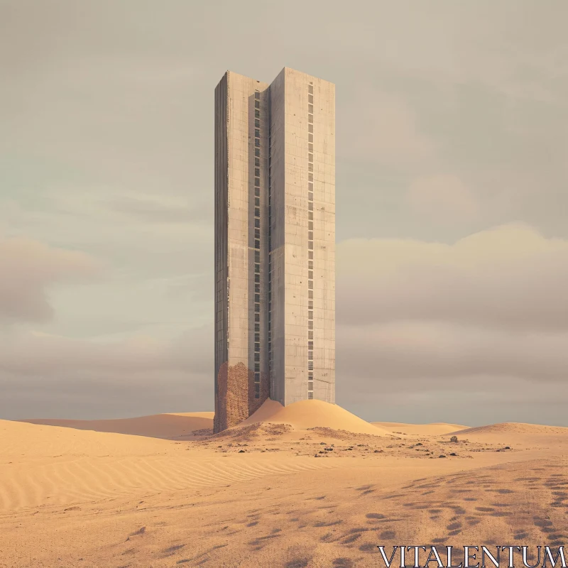 AI ART Isolated Architectural Structure in Sand Dunes