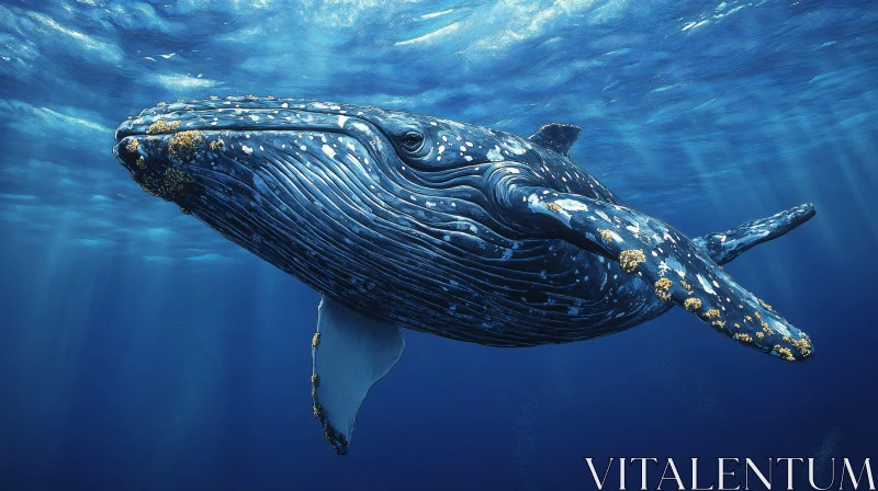 Graceful Whale in Deep Blue Sea AI Image