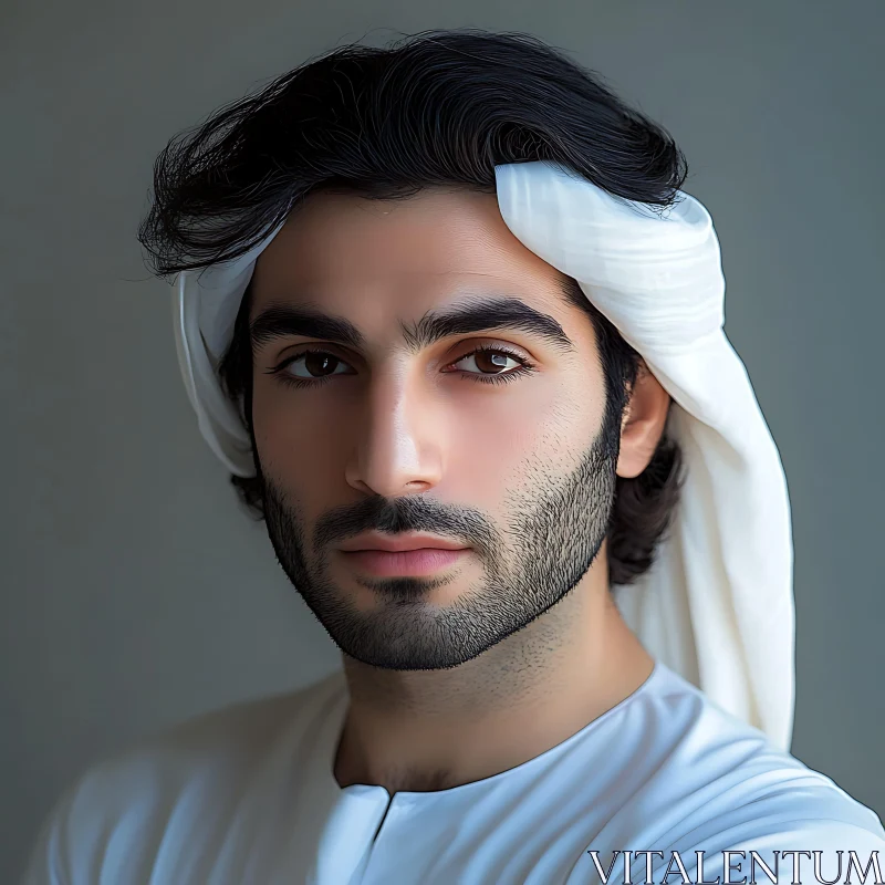 Man in Traditional White Attire AI Image