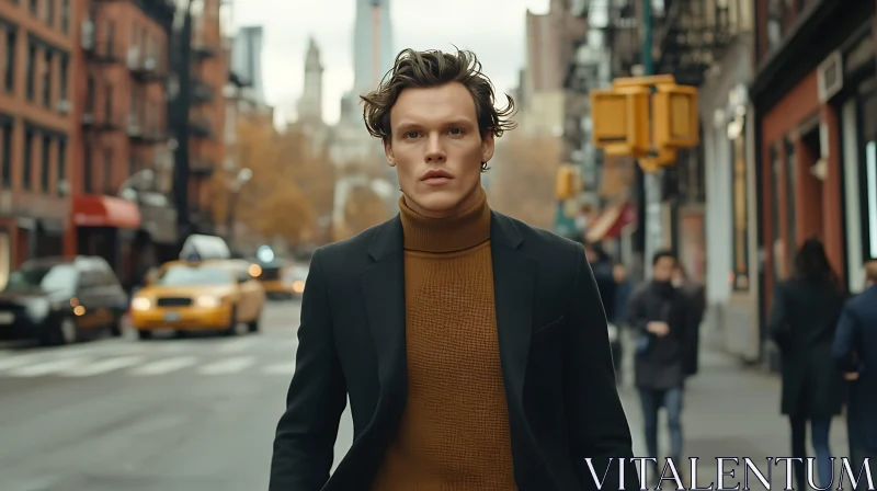 Street Portrait of a Stylish Young Man AI Image