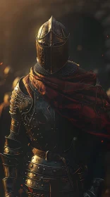 Medieval Warrior in Sunlit Armor