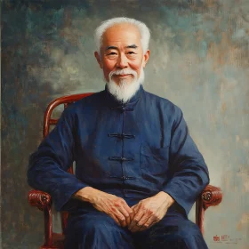 Elderly Man Smiling in Traditional Clothing