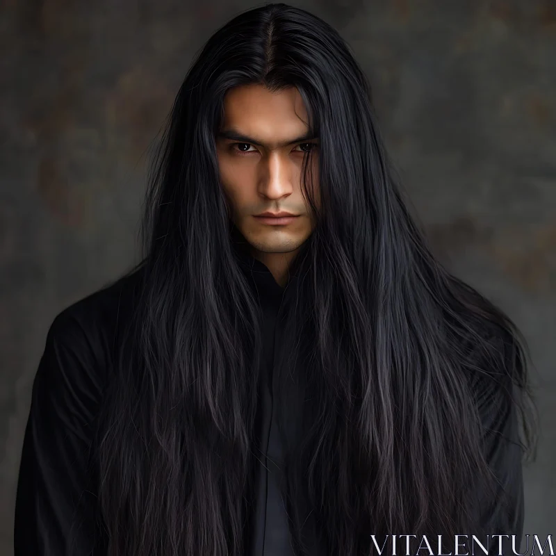 Man with Long Hair Portrait AI Image