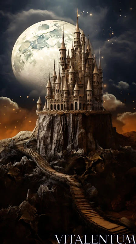 AI ART Mystical Moonlit Fortress