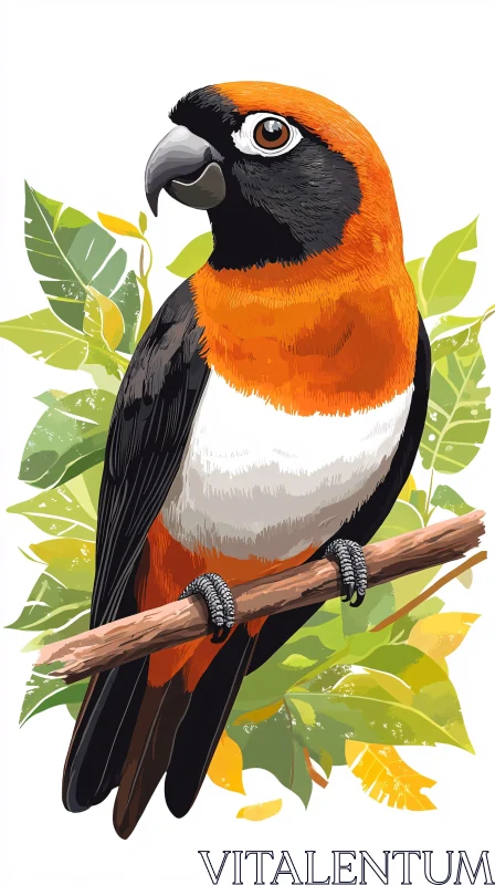 Illustration of a Perched Colorful Bird AI Image