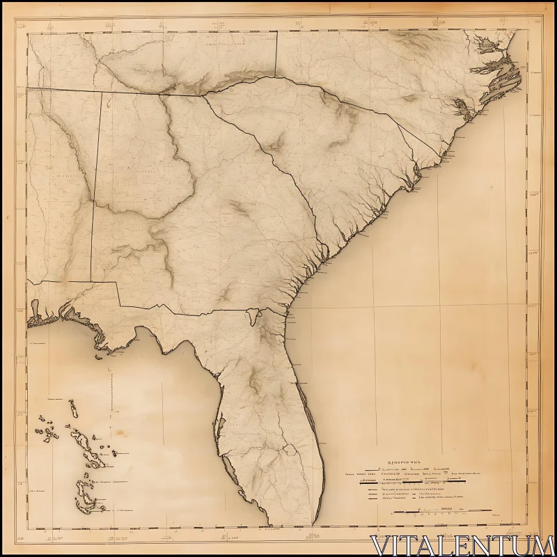 Historic Southeast US Map AI Image